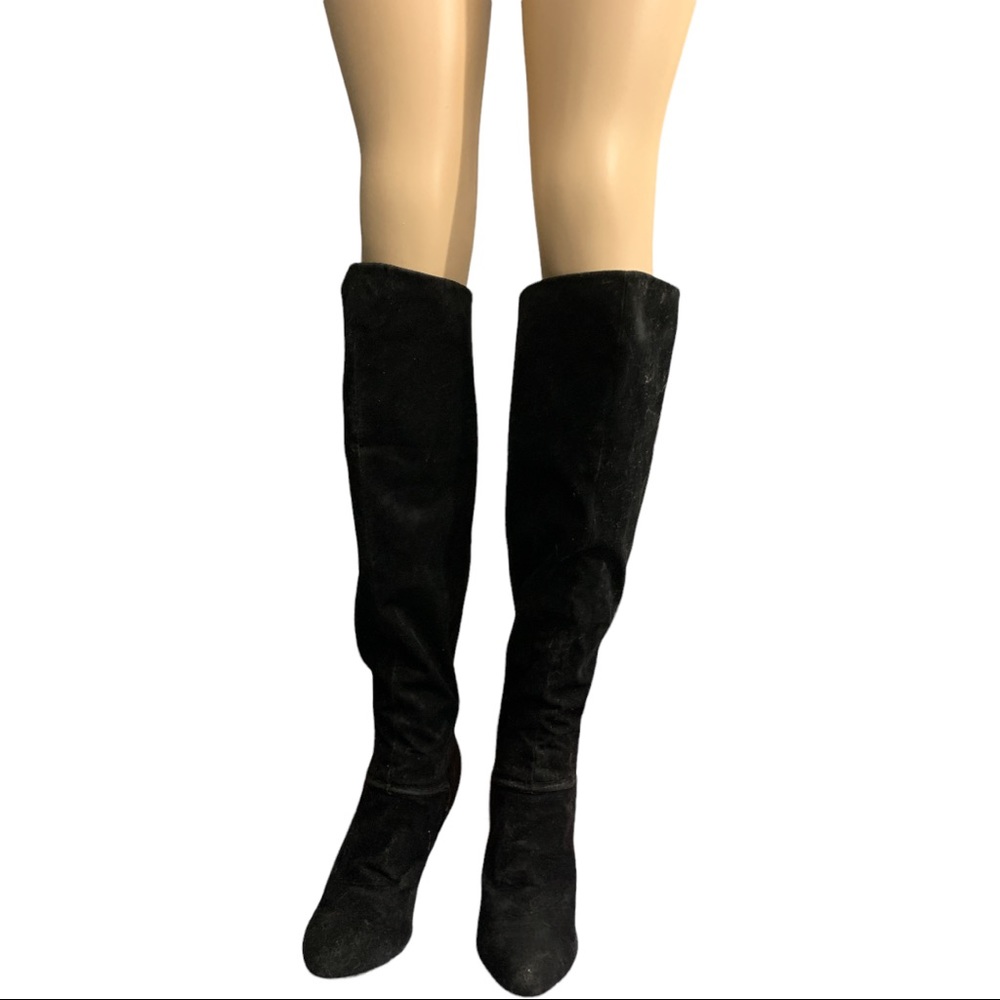 CONNIE Black Suede  Pointed Over the Knee  Boots Size 10